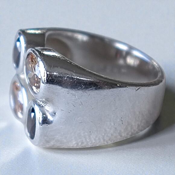 Vintage Esprit 925 Silver Ring Garnet Orange Tourmaline Chunky Statement - Picture 3 of 9